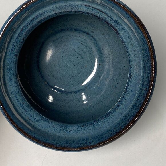 Vintage Handcrafted Pottery Mug Round Blue Glossy Artist Signed Dated 1994 - Picture 6 of 9